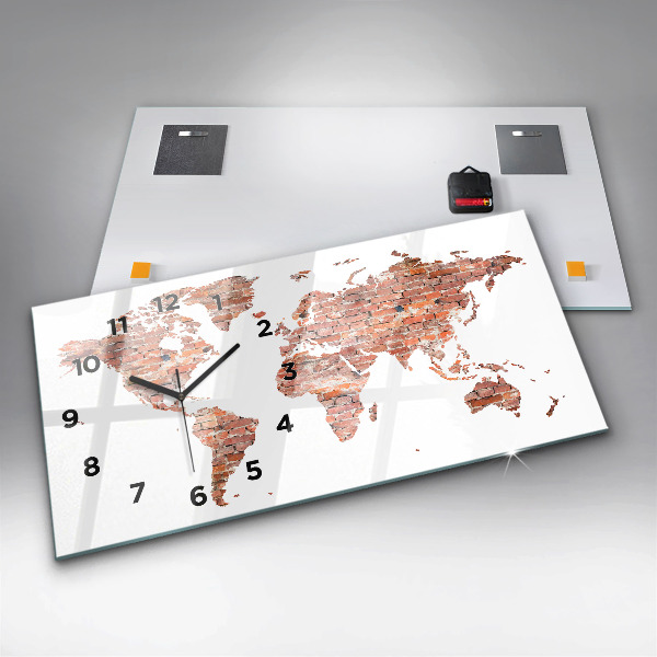 Ceas orizontale de perete din sticlă Hartă veche din cărămidă