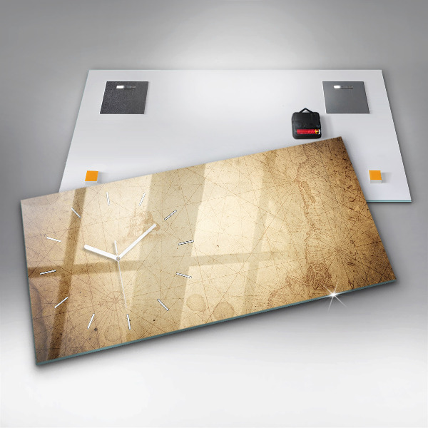 Ceas orizontale de perete din sticlă Harta lumii vechi