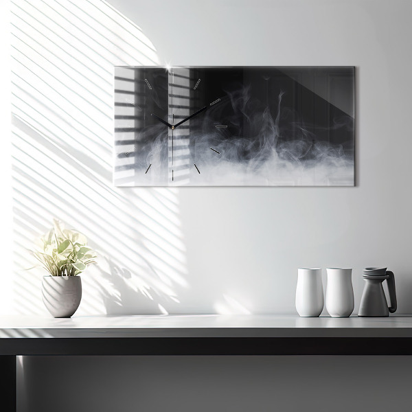 Ceas orizontale de perete din sticlă Fum
