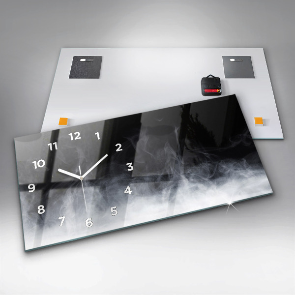 Ceas orizontale de perete din sticlă Fum