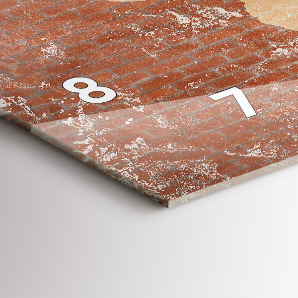 Ceas orizontale de perete din sticlă Harta lumii pe cărămidă