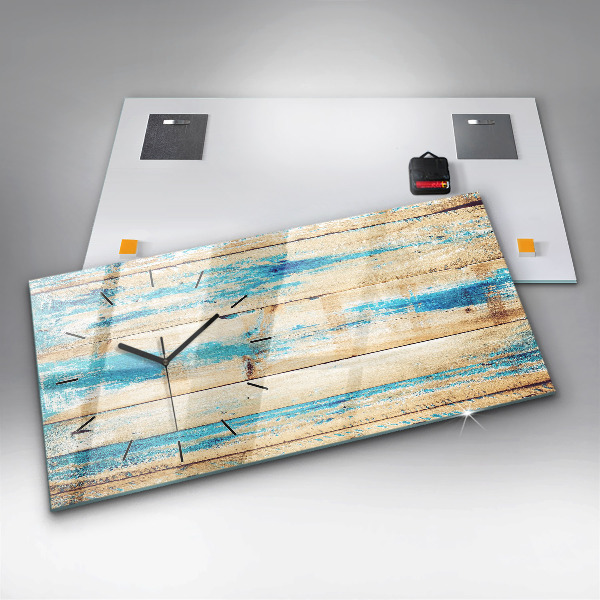 Ceas orizontale de perete din sticlă Lemn zgâriat