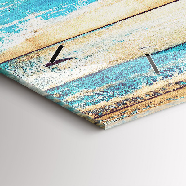 Ceas orizontale de perete din sticlă Lemn zgâriat