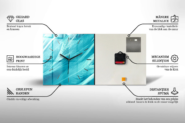 Ceas orizontale de perete din sticlă Lemn zgâriat