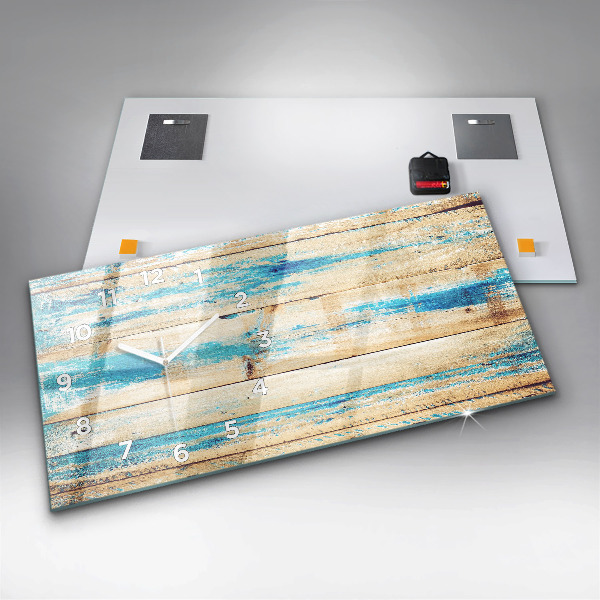 Ceas orizontale de perete din sticlă Lemn zgâriat