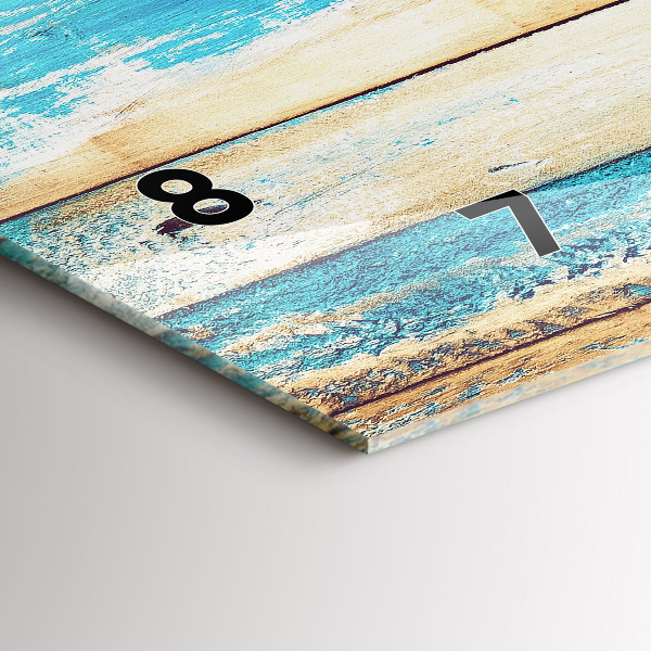 Ceas orizontale de perete din sticlă Lemn zgâriat