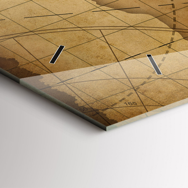 Ceas orizontale de perete din sticlă Harta lumii vintage