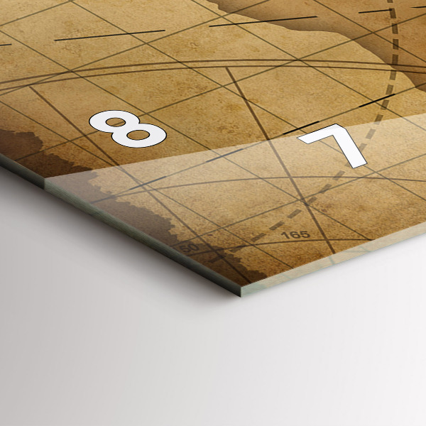 Ceas orizontale de perete din sticlă Harta lumii vintage