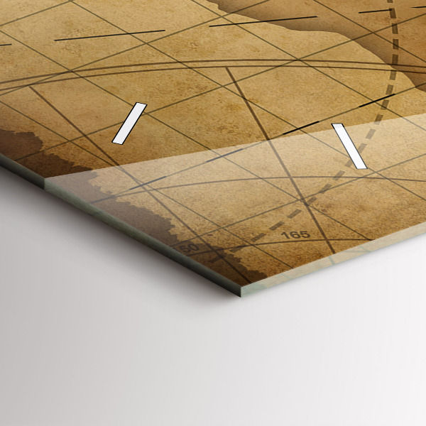 Ceas orizontale de perete din sticlă Harta lumii vintage