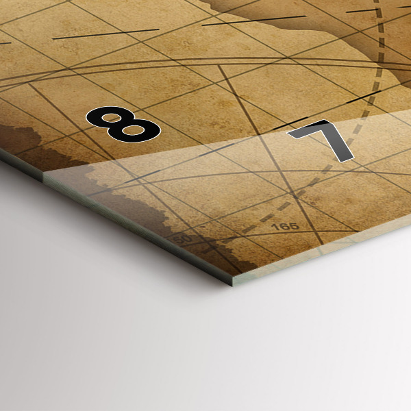 Ceas orizontale de perete din sticlă Harta lumii vintage