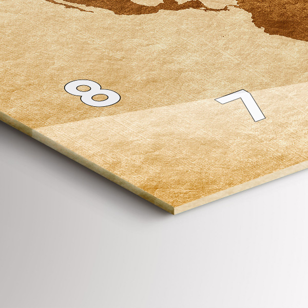 Ceas orizontale de perete din sticlă Harta lumii în stil vechi