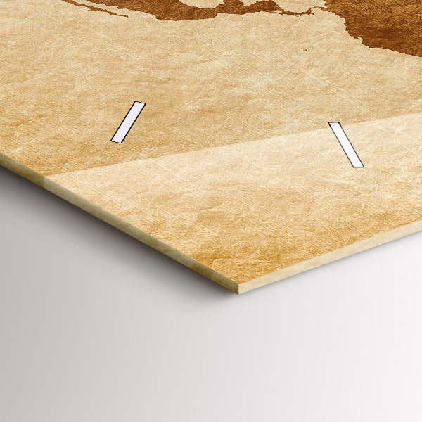 Ceas orizontale de perete din sticlă Harta lumii în stil vechi