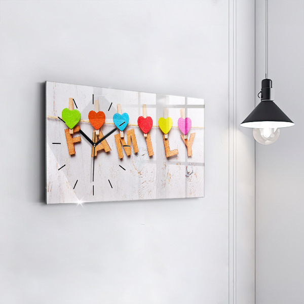 Ceas orizontale de perete din sticlă Inscripția familiei
