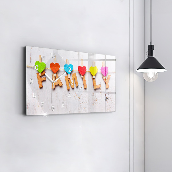 Ceas orizontale de perete din sticlă Inscripția familiei