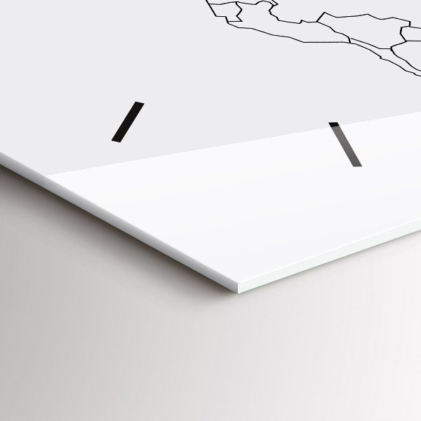 Ceas orizontale de perete din sticlă Harta de contur a lumii