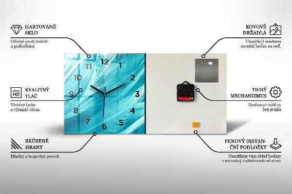 Ceas orizontale de perete din sticlă Culoare visiniu