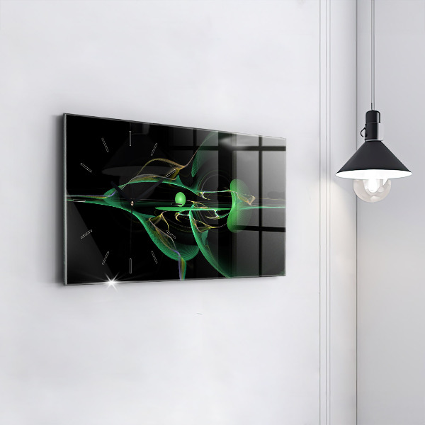 Ceas orizontale de perete din sticlă Abstracția verde