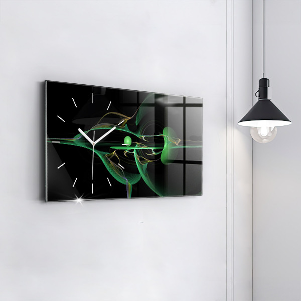 Ceas orizontale de perete din sticlă Abstracția verde