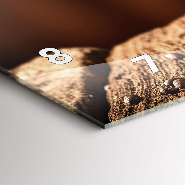 Ceas orizontale de perete din sticlă O ceașcă de cafea