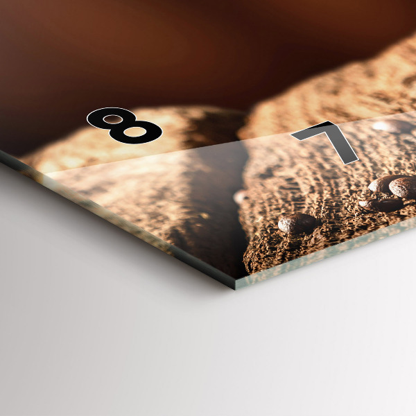 Ceas orizontale de perete din sticlă O ceașcă de cafea