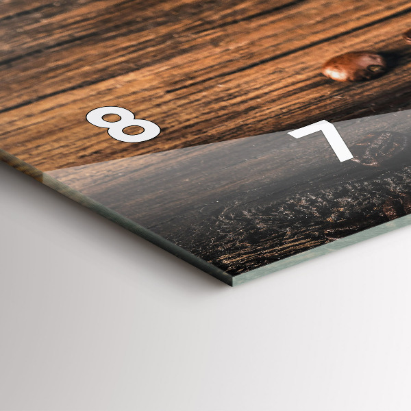 Ceas orizontale de perete din sticlă ceașcă și boabe de cafea