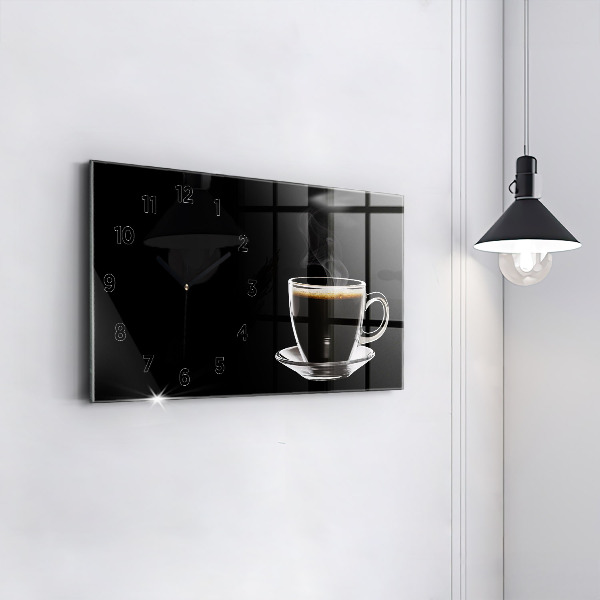 Ceas orizontale de perete din sticlă Cafea neagră