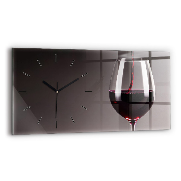 Ceas orizontale de perete din sticlă Un pahar de vin roșu