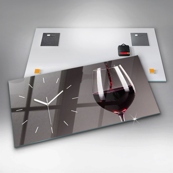 Ceas orizontale de perete din sticlă Un pahar de vin roșu