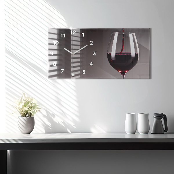 Ceas orizontale de perete din sticlă Un pahar de vin roșu