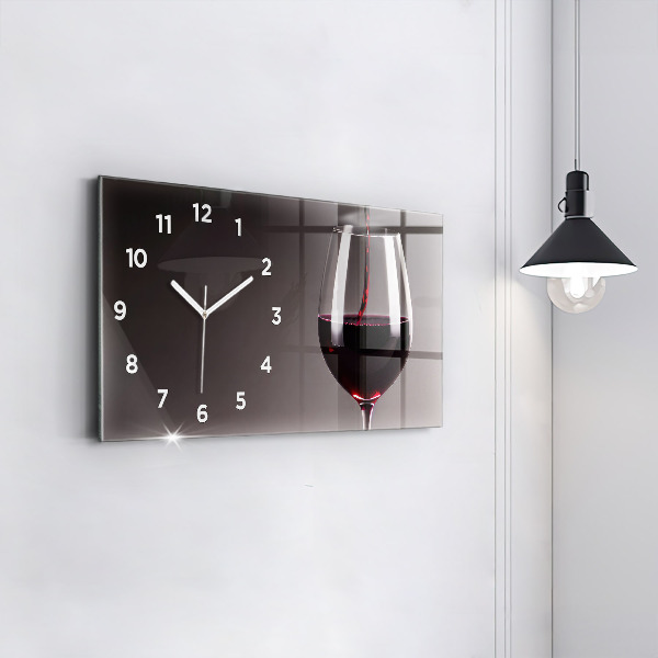 Ceas orizontale de perete din sticlă Un pahar de vin roșu