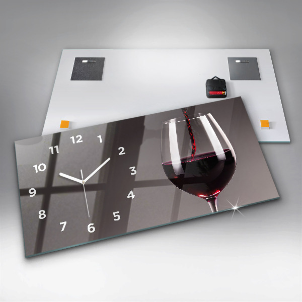 Ceas orizontale de perete din sticlă Un pahar de vin roșu
