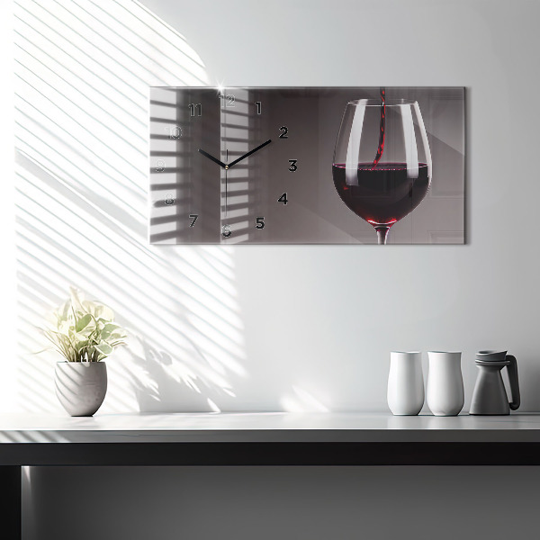 Ceas orizontale de perete din sticlă Un pahar de vin roșu