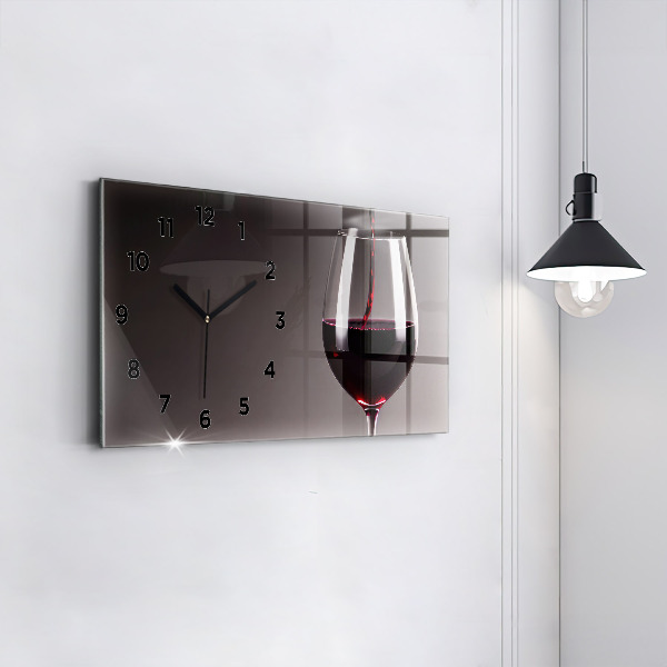 Ceas orizontale de perete din sticlă Un pahar de vin roșu