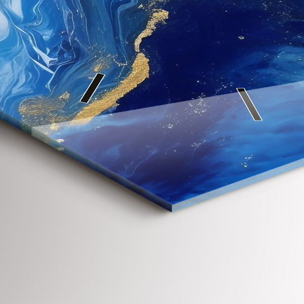 Ceas orizontale de perete din sticlă Marmură albastră