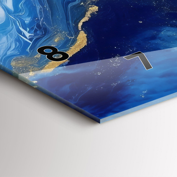 Ceas orizontale de perete din sticlă Marmură albastră