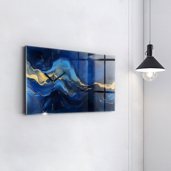 Ceas orizontale de perete din sticlă Marmură albastră