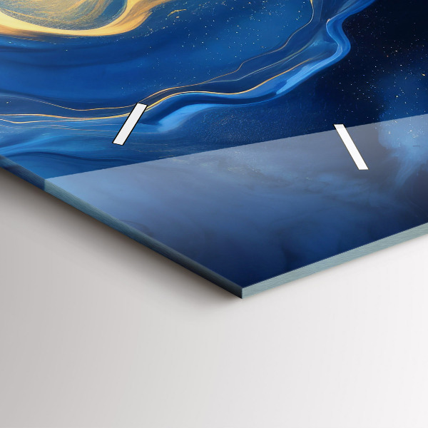 Ceas orizontale de perete din sticlă Marmură albastră