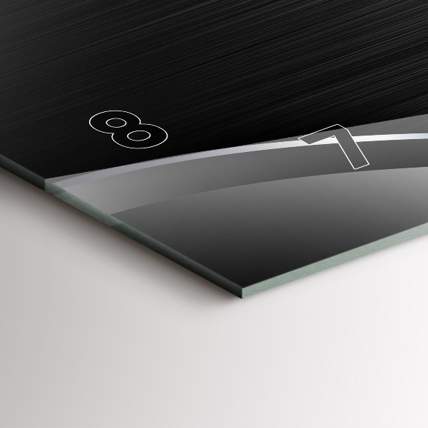 Ceas orizontale de perete din sticlă Linii negre și argintii