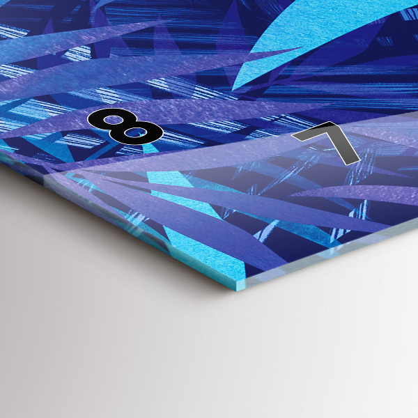 Ceas orizontale de perete din sticlă Frunze albastre