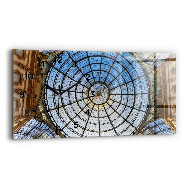 Ceas orizontale de perete din sticlă Mall din Milano