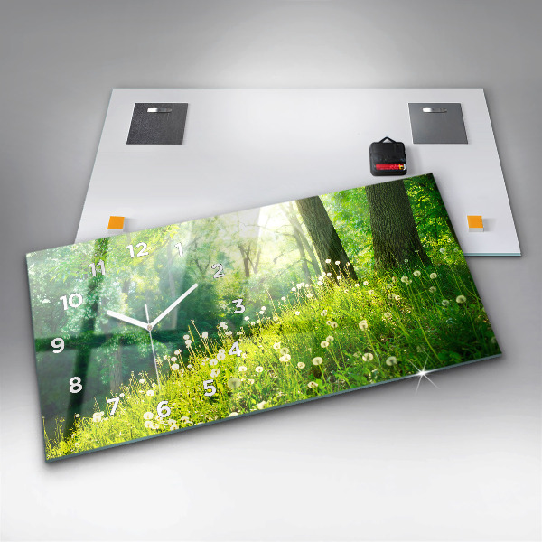 Ceas orizontale de perete din sticlă Natura de primăvară