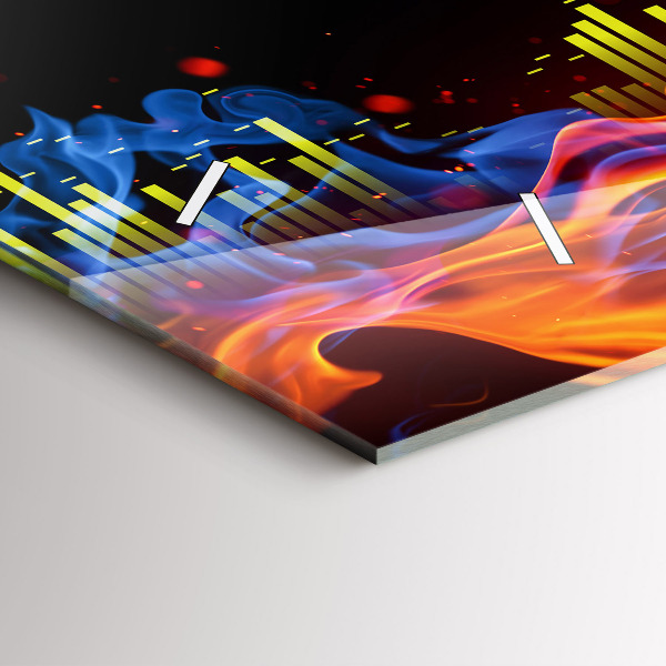 Ceas orizontale de perete din sticlă Căști și unde sonore