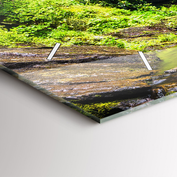 Ceas orizontale de perete din sticlă Cascada de pădure