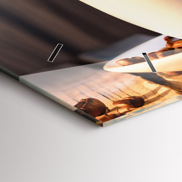 Ceas orizontale de perete din sticlă O ceașcă de cafea