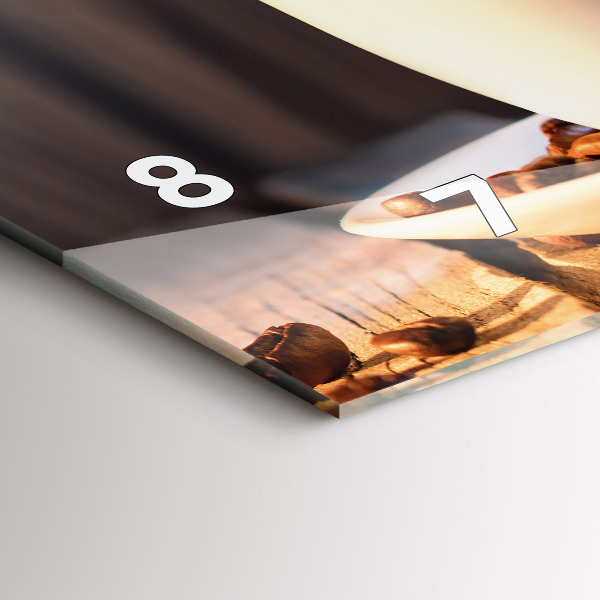 Ceas orizontale de perete din sticlă O ceașcă de cafea