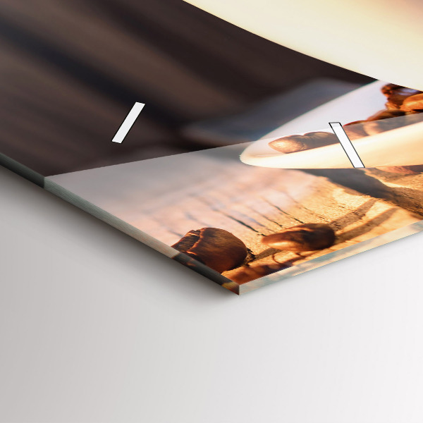 Ceas orizontale de perete din sticlă O ceașcă de cafea