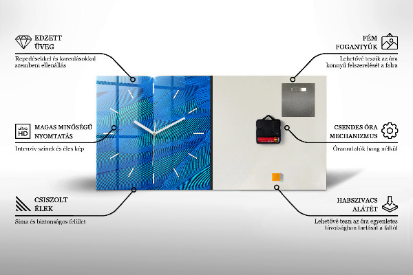 Ceas orizontale de perete din sticlă Cerb abstract