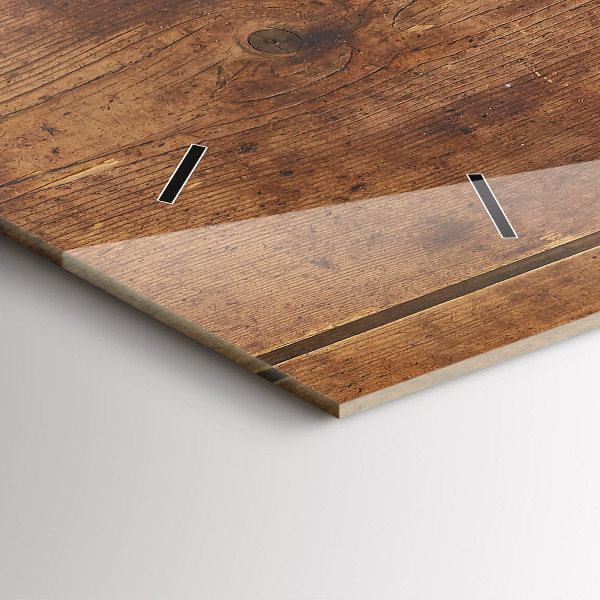 Ceas orizontale de perete din sticlă Lemn rustic