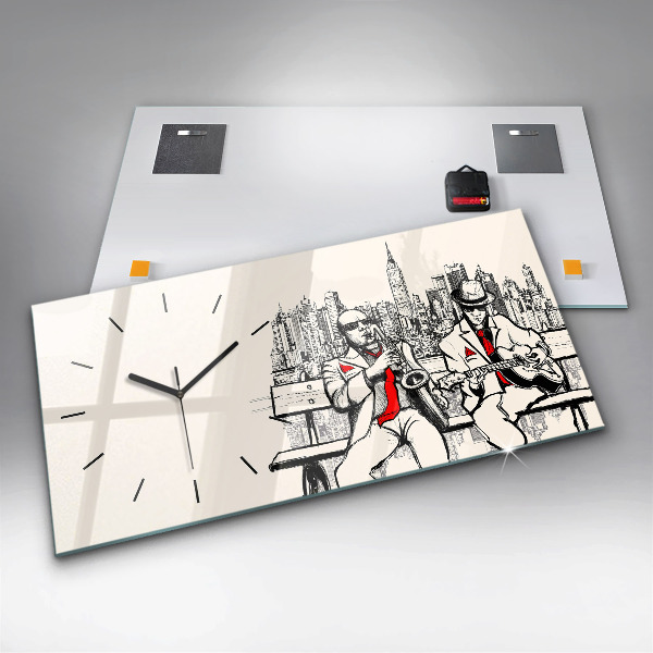 Ceas orizontale de perete din sticlă Jazz la New York