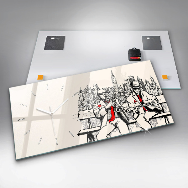 Ceas orizontale de perete din sticlă Jazz la New York